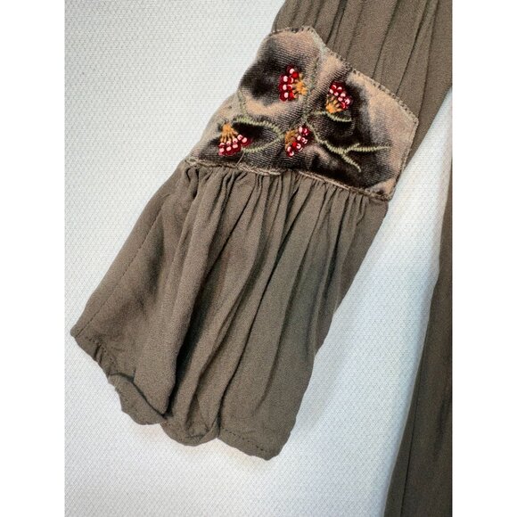 Carolina Belle Womens Embroidered Tunic Dress Size 8 Olive Green - Picture 4 of 11